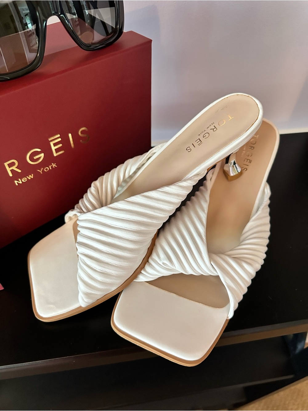 Torgeis White Twisted Slide Sandal — Women